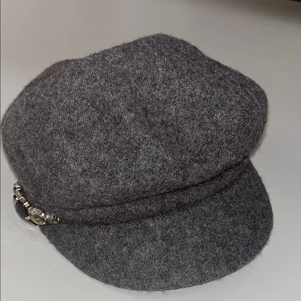 Betmar New York Gray 100% Wool Cap with Embellishments/ preowned one size